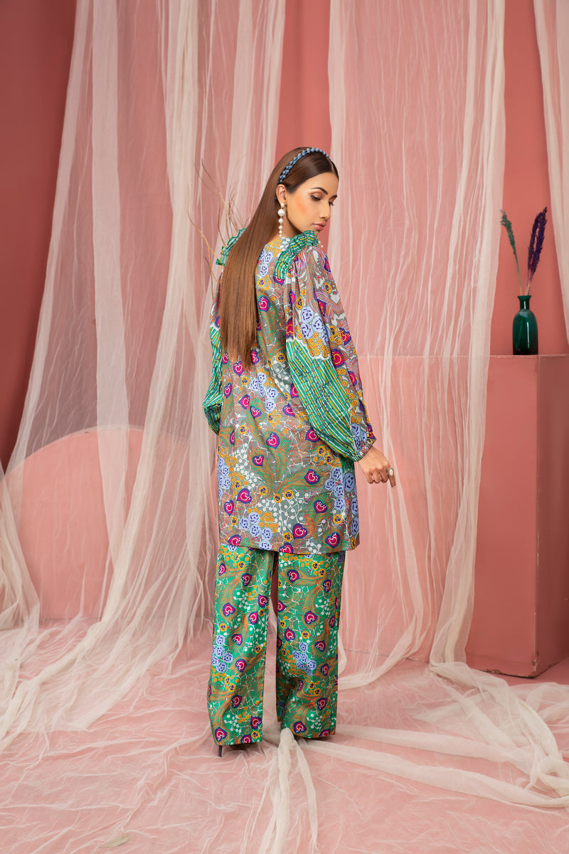 2 Piece Parrot Green Unstitched Doriya Linen