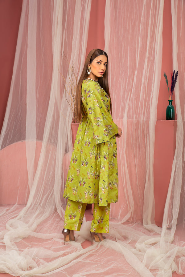 2 Piece Green Unstitched Doriya Linen