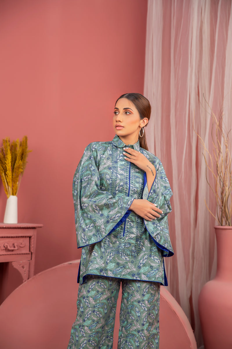 2 Piece Grey Unstitched Doriya Linen
