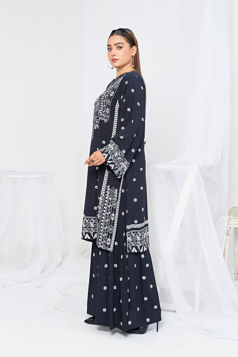 2 Piece Black Unstitched Doriya Linen